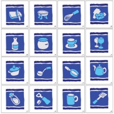 韩国菜厨房餐具系列矢量图标