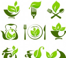 健康饮食绿色餐饮图标