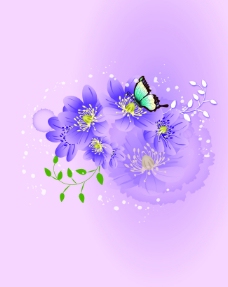 淡紫色花朵移门图片