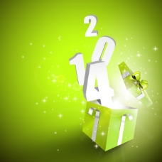 2014新年礼盒绿色背景