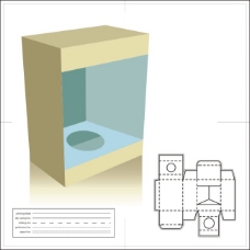 礼盒包装展开图和盒子外形矢量图