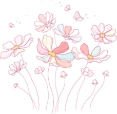 手绘花纹红花卉植物图案矢量图