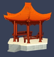 3D中国古典亭子模型