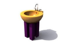 黄紫色洗手盆模型