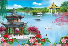 中文模板水墨情风景中国文化模板下载