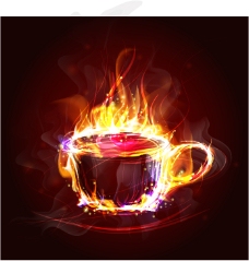 咖啡杯燃烧的咖啡