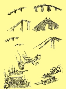 国画古桥梁图片