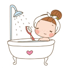 女童印花洗澡卡通儿童图片