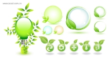 绿色树叶主题环保图标矢量素材