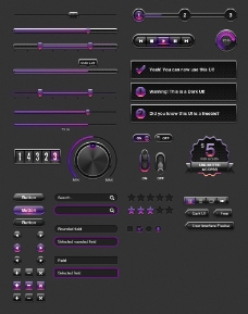 紫色水晶UI工具包PSD分层素材
