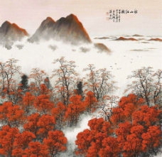秋山红树图图片