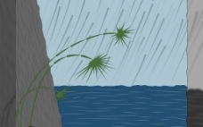 高清 2D 雨中坚强的小草 背景图