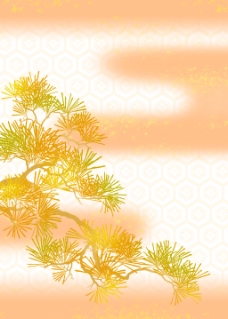 橙红松树枝叶背景图
